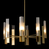 Summit Chandelier 8 Light detail in Modern Brass, Frosted Glass, by Hubbardton Forge