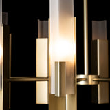 Summit Chandelier 8 Light detail in Modern Brass, Frosted Glass, by Hubbardton Forge