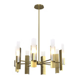 Summit Chandelier 8 Light in Modern Brass, Frosted Glass by Hubbardton Forge