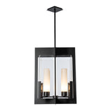 Summit Lantern Pendant, shown in Black, Clear Glass, by Hubbardton Forge