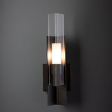 Summit Wall Sconce detail in Oil Rubbed Bronze, Clear Glass, by Hubbardton Forge