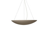 Sunset Ceramic Pendant Light by Geo Contemporary in Sand ceramic with a white cord, shown at full drop with its canopy
