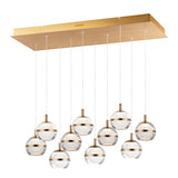 Swank LED Pendant by ET2 - 10-Light, Natural Aged Brass