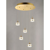 Swank LED Pendant by ET2 - 5-Light, Natural Aged Brass