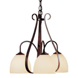Sweeping Taper Chandelier 3 Light, shown in Bronze, Opal Glass, by Hubbardton Forge