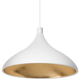 Swell XL Single Pendant Wide White Brass By Pablo