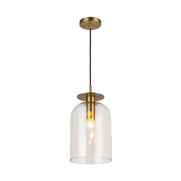 Sylvia Pendant Light By Brushed Gold Clear Glass Alora With Light