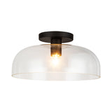 Sylvia Semi Flush Mount By Matte Black Clear Glass Alora