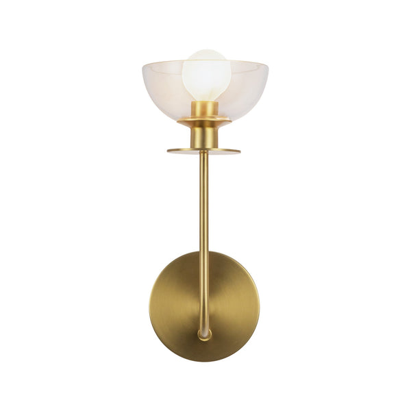 Sylvia Wall Sconce Brushed Gold Clear Glass 1 Light By Alora