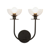 Sylvia Wall Sconce Matte Black Clear Glass 2 Lights By Alora