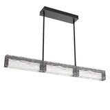 Tabulo Linear Suspension By Hammerton, Glass Pattern: Tidal Glass, Finish: Matte Black