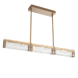 Tabulo Linear Suspension By Hammerton, Glass Pattern: Tidal Glass, Finish: Novel Brass