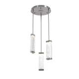 Tabulo Multi-Light Pendant By Hammerton, Glass Patter: Linea Glass, Finish: Satin Nickel