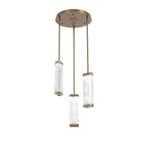 Tabulo Multi-Light Pendant By Hammerton, Glass Patter: Linea Glass, Finish: Novel Brass