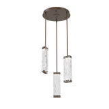 Tabulo Multi-Light Pendant By Hammerton, Glass Patter: Tidal Glass, Finish: Flat Bronze