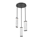 Tabulo Multi-Light Pendant By Hammerton, Glass Patter: Tidal Glass, Finish: Matte Black