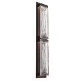 Sasha Outdoor Wall Light By Hammerton, Size: Double, Color: Linea Glass, Finish: Statuary Bronze
