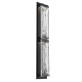 Sasha Outdoor Wall Light By Hammerton, Size: Double, Color: Linea Glass, Finish: Textured Black