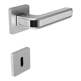Tecno Door Lever in Polished Chrome / Satin Chrome angled view by Colombo Design