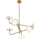 Teramo Chandelier Matte Brushed Brass 6 Lights By Lib Co. Side View