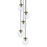 The Bougie 5 Light Suspension Aged Gold Brass Clear Glass By Matteo