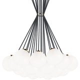 The Bougie Chandelier 19 Lights Aged Gold Brass Opal Glass By Matteo-Front View