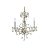 Traditional Crystal Chandelier 16"W x 18"H (3-Light) Polished Brass