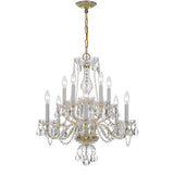 Traditional Crystal Chandelier 23"W x 25"H (10-Light) Polished Brass