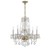 Traditional Crystal Chandelier 23"W x 25"H (6-Light) Polished Brass