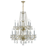 Traditional Crystal Chandelier 26.5"W x 34.75"H (12-Light) Polished Brass