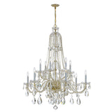 Traditional Crystal Chandelier 37.5"W x 48"H (12-Light) Polished Brass