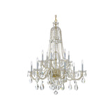 Traditional Crystal Chandelier 37.5"W x 48"H (12-Light) Polished Brass