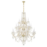 Traditional Crystal Chandelier 38"W x 52.5"H (20-Light) Polished Brass