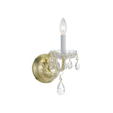 Traditional Crystal Sconce 1 Light Polished Brass
