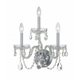 Traditional Crystal Sconce 3 Light Polished Chrome