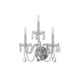 Traditional Crystal Sconce 3 Light Polished Chrome
