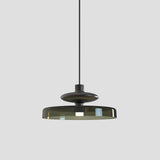 Tread Wide Pendant Light by Vistosi, Finis: Matt Bronze, Color: Old Green Transparent, ,| Casa Di Luce Lighting