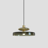 Tread Wide Pendant Light by Vistosi, Finis: Matt Gold, Color: Old Green Transparent, ,| Casa Di Luce Lighting