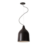 Trento Ceramic Pendant Light by Geo Contemporary in Coffee ceramic with a brown cord, shown at full drop with its canopy