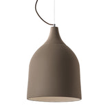 Trento Ceramic Pendant Light by Geo Contemporary in Sand ceramic with a brown cord