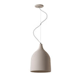 Trento Ceramic Pendant Light by Geo Contemporary in White ceramic with a white cord, shown at full drop with its canopy
