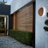 Tria Single Outdoor Wall Sconce Large Teak Wood By Bover Lifestyle View