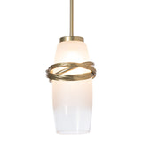 Trilogy Mini Pendant, shown in Modern Brass, Frost with Clear Glass, Modern Brass, by Hubbardton Forge