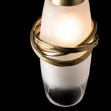 Trilogy Mini Pendant detail in Modern Brass, Frost with Clear Glass, Modern Brass, by Hubbardton Forge