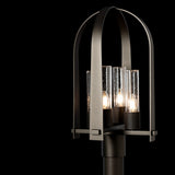 Triomphe Outdoor Post Lantern detail in Oil Rubbed Bronze, Seeded Clear Glass, by Hubbardton Forge