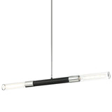 Tubo Linear Pendant Light Matte Black Chrome By Matteo - Front View