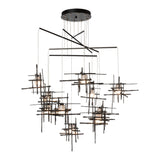 Tura 10-Light Mobile Chandelier Cast Glass, shown in Oil Rubbed Bronze, Cast Glass, Standard, by Hubbardton Forge