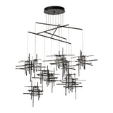 Tura 10-Light Mobile Chandelier Seeded Clear Glass, shown in Oil Rubbed Bronze, Seeded Clear Glass, Standard, by Hubbardton Forge