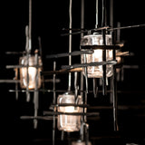 Tura 10-Light Mobile Chandelier Seeded Clear Glass detail in Oil Rubbed Bronze, Seeded Clear Glass, Standard, by Hubbardton Forge