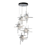 Tura 5-Light Seeded Glass Pendant, shown in Sterling, Long, by Hubbardton Forge